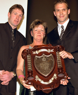 Gavin Brown, Denise Millane (Darren's mum) and Jarrad Molloy in 2001.